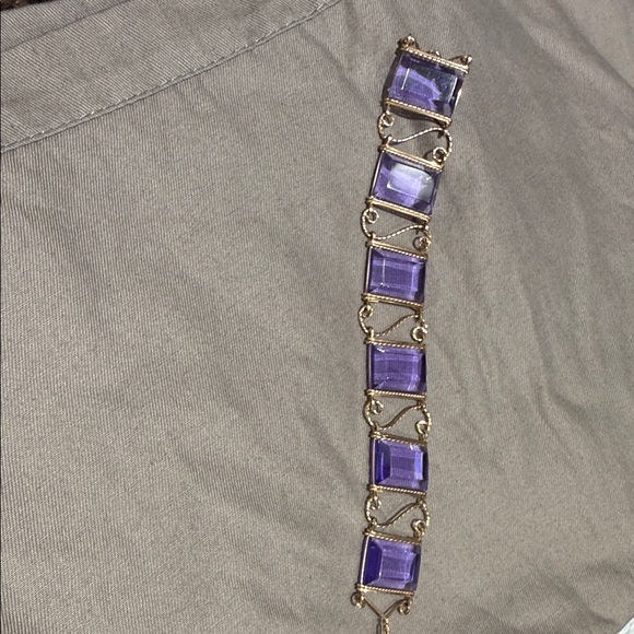 Purple Stone Bracelet with Gold Accents